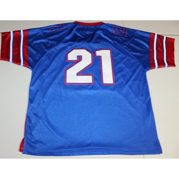Vintage EXCO #21 Sewn Football Jersey XL Blue Red White Hip Hop Streetwear - Picture 4 of 4